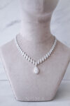 Modern Pear Necklace - Rhodium White Gold