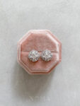 Round Clover Earrings - Rhodium White Gold