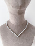 V Round Descending Choker - Rhodium White Gold