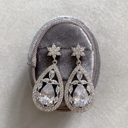 Krystle Earrings - Rhodium White Gold