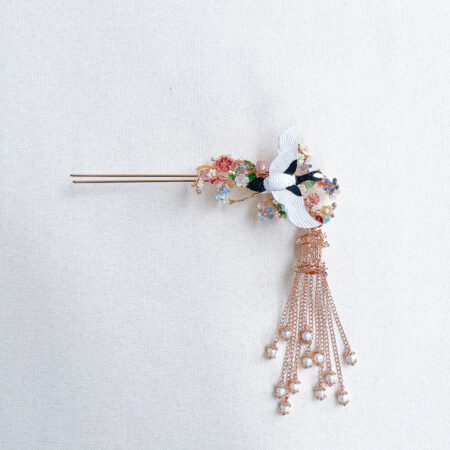 Colorful Empress Crane Blossom Hairpin - Gold