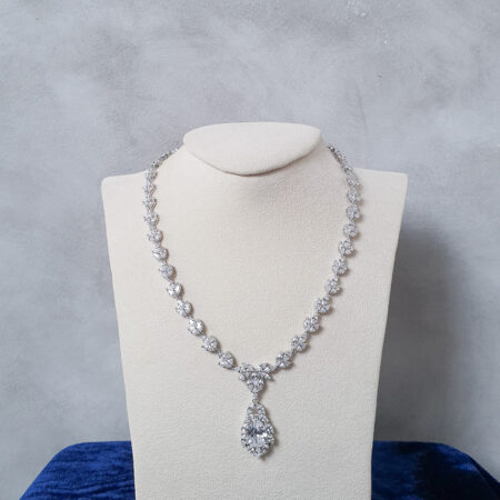Marquise Garden Pear Necklace - Rhodium White Gold