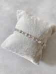 Round Link Double Stone Bracelet - Rhodium White Gold