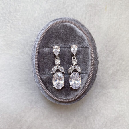 Oval Garden Earrings - Rhodium White Gold