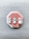 Belle Earrings - Rhodium White Gold, White Pearl (Clip)