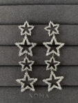 Long Twinkling Star Earrings - Rhodium White Gold