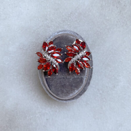 Wisteria Earrings - Rhodium White Gold, Ruby