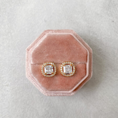 Classic Cushion Halo 2 ct Earrings - 18k Yellow Gold
