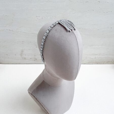 Sparkle Princess Halo Front Partition Headband - Rhodium White Gold