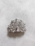 3D Peacock Brooch - Rhodium White Gold, White Diamond