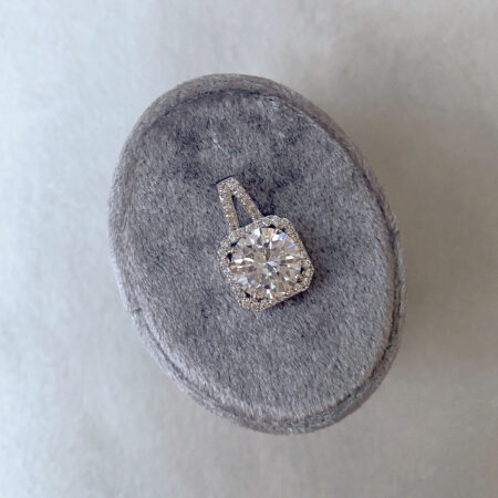 Round Squared Pendant - Rhodium White Gold