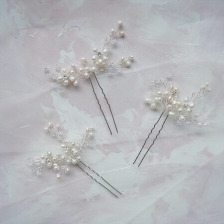 Petite Blanc Hairpin Set - White Silver (3 pcs)
