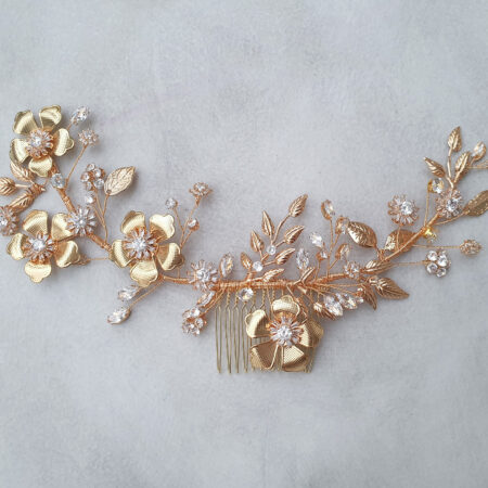 Extravagant Petals Haircomb - Gold