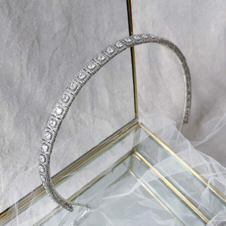 Princess Bezel Headband - Rhodium White Gold