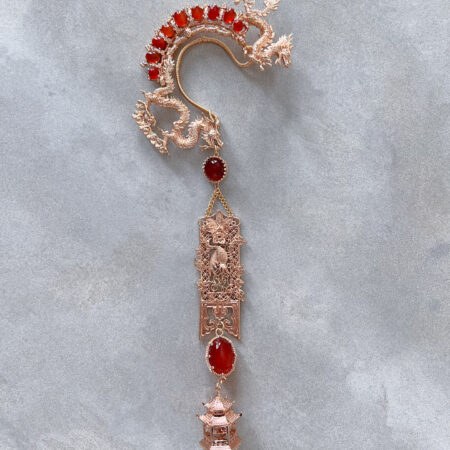 Runway Dragon Earpiece - Gold, Red (Right)