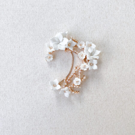 Clay Flower Pearl Branches Earpiece - Gold (Left)