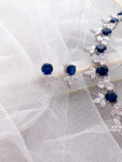 Sapphire Star Earrings - Rhodium White Gold, Sapphire