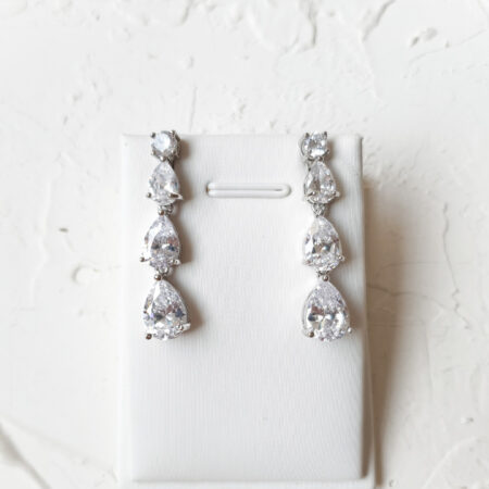 Sparkling Earrings - Rhodium White Gold