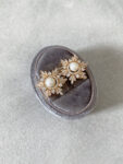 Snowflakes Pearl Earrings - 18k Yellow Gold, White Pearl