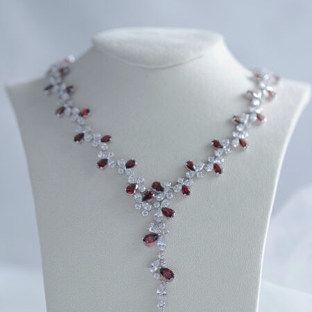 Red Ruby Necklace - Rhodium White Gold, Ruby