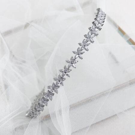 Five Petals Marquise Small Headband - Rhodium White Gold