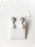 Pear(l) Earrings - Rhodium White Gold, White Pearl