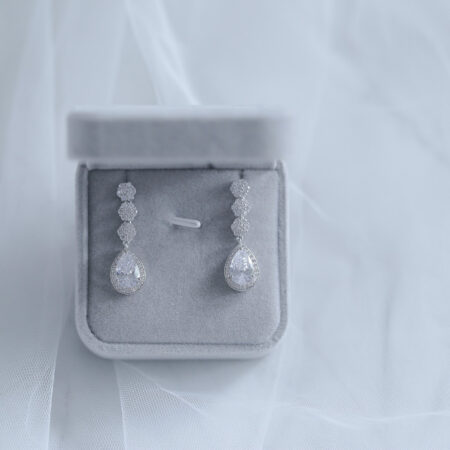 Pear Bouquet Earrings - Rhodium White Gold