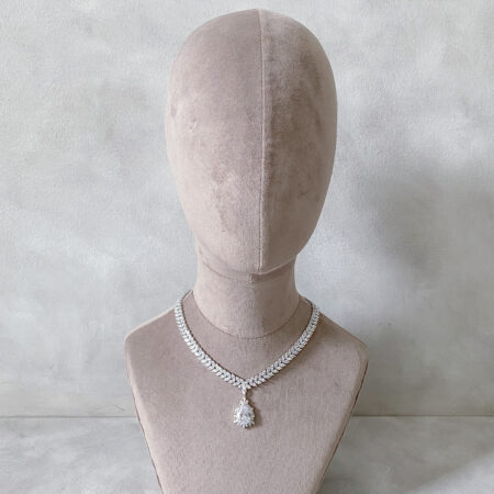 Radiant Shine Pear Necklace - Rhodium White Gold