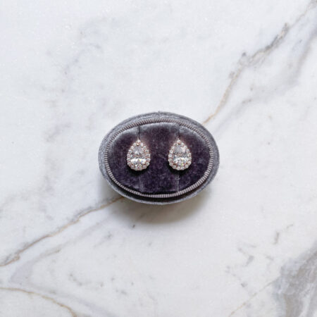Classic Pear Halo Earrings - 18k Rose Gold