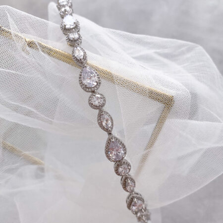Halo Arrangement Headband - Rhodium White Gold