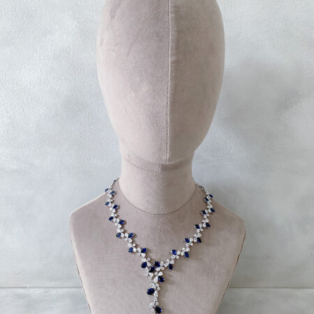 Blue Sapphire Necklace - Rhodium White Gold, Sapphire
