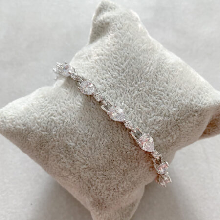 Pear Link Bracelet - Rhodium White Gold
