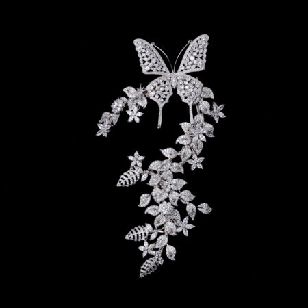 Butterfly in the Garden Earpiece - White Gold (Left)