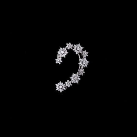 Flower Baguette Flakes Earpiece - White Gold (Left)