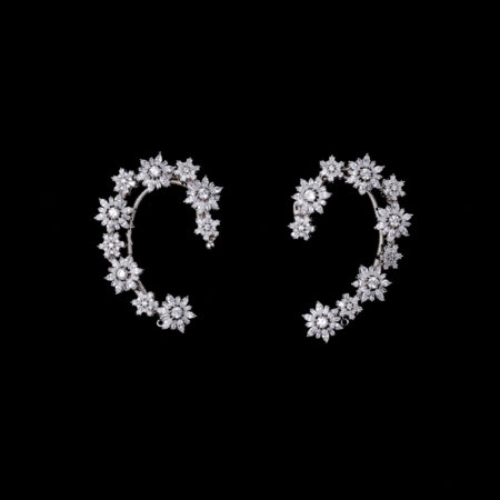 Flower Baguette Flakes Earpiece Pair - White Gold (1 pair)