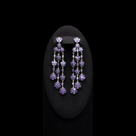 Eden Flower Earrings - Rhodium White Gold, Purple