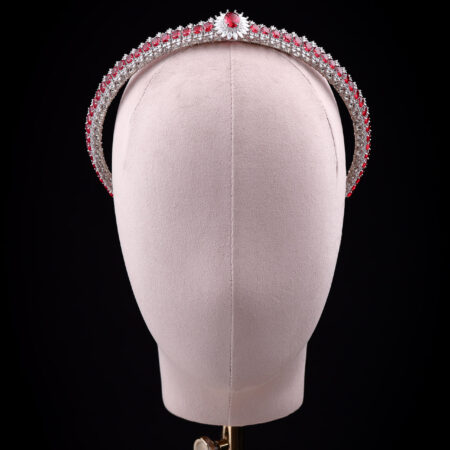 Oval Halo Marquise Crown - Rhodium White Gold, Ruby