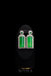 Superior Bar Jade Double Halo Edge Earrings - 18k Yellow Gold, Jade