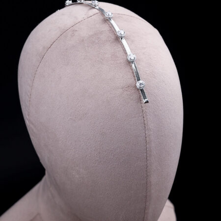 Round Halo Spaced Partition - Rhodium White Gold