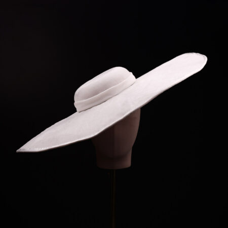 White Velvet Wide Hat - White