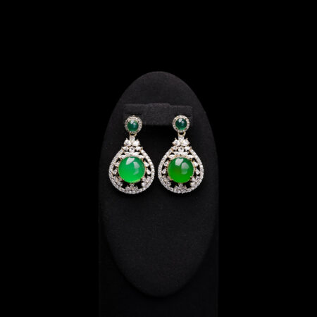 Superior Round Jade Teardrop Arrangement Earrings - 18k Yellow Gold, Jade