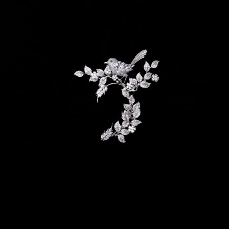 Bird Chirping in the Garden Earpiece - White Gold (Left)