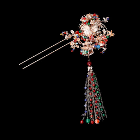 Crane Pagoda Treasure Hairpin - Gold (Left)