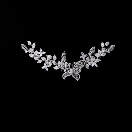 Butterfly Alley Hairvine/Brooch - White Gold