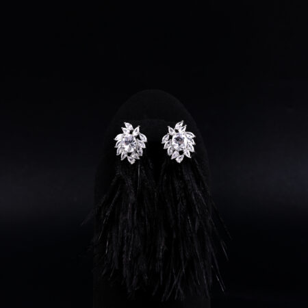 Majestic Feather Earrings - White Gold, Black