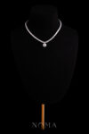 DJW-202300030-Round-025-ct-Tennis-Choker-with-Classic-Round-Halo-Pendant-Rhodium-White-Gold