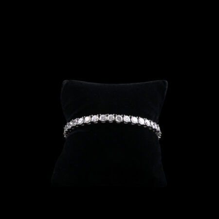Round Tennis 0.1 ct Bracelet - Rhodium White Gold