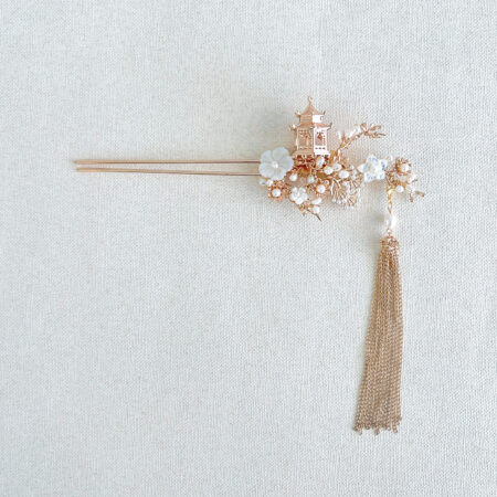Pagoda in Spring Hairpin - Gold (Left)