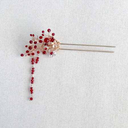 Jewel Shine Hairpin - Gold, Ruby (Right)