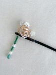 Pavilion Garden Wooden Hairpin - Gold (Right)